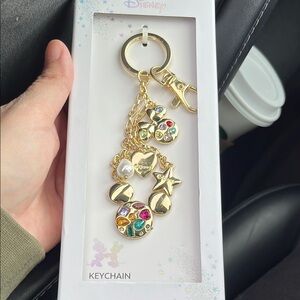 Disney Gold Keychain with Colorful Charms